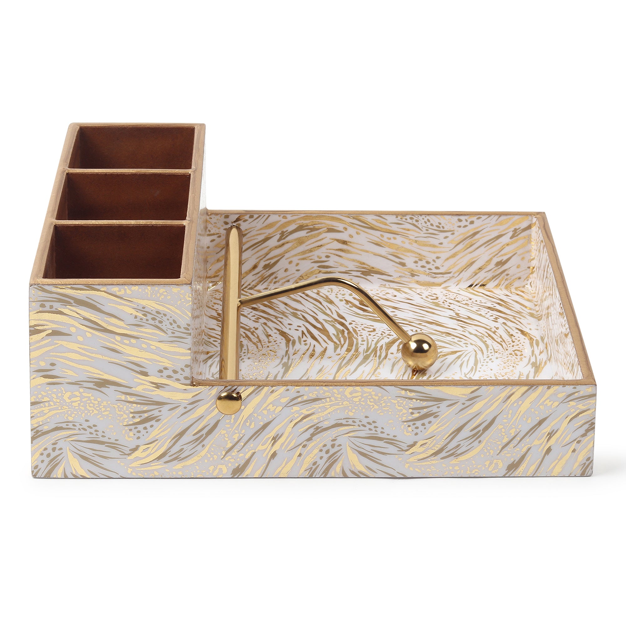 Zivra Gold Cutlery and Tissue Holder