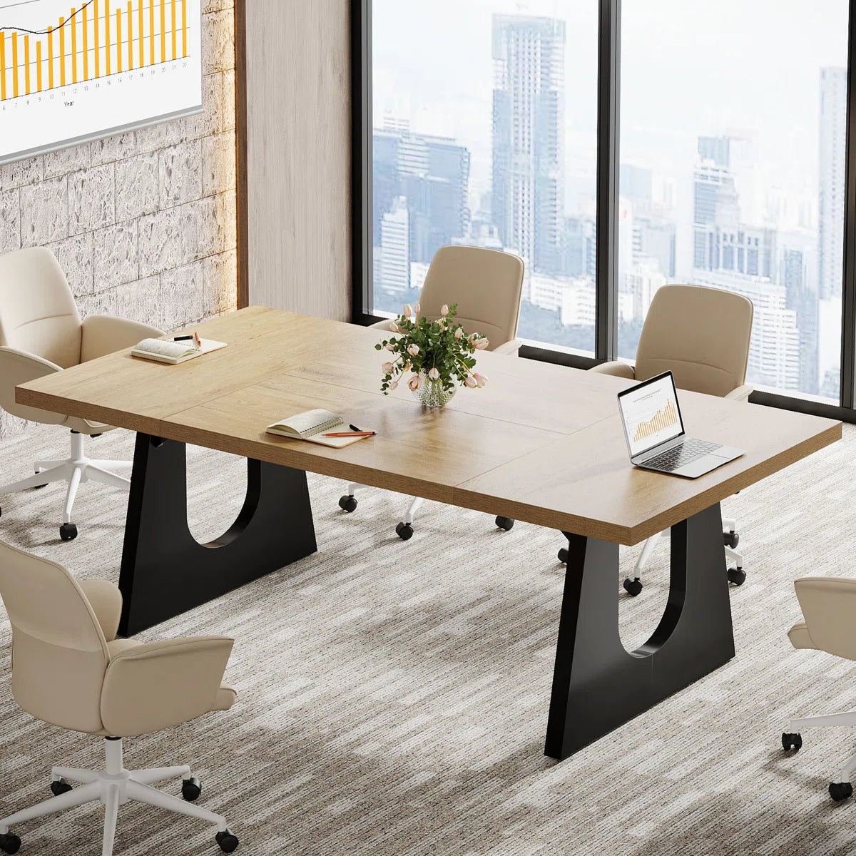 6 Ft Rectangle Wood Conference Table, 70.86" L X 35.43" W X 29.52" H Meeting Seminar Table Boardroom Desk For Office Meeting Conference Room
