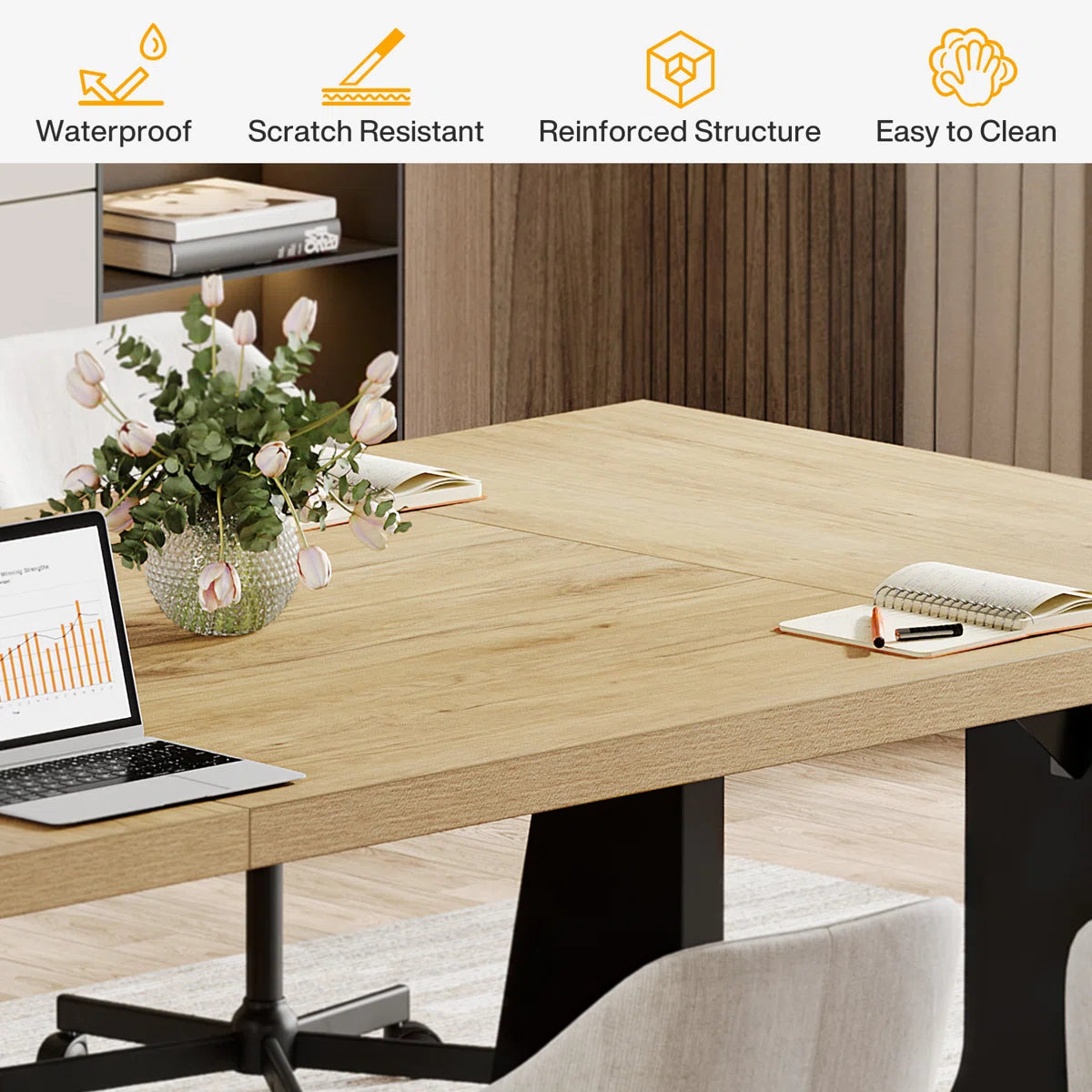 6 Ft Rectangle Wood Conference Table, 70.86" L X 35.43" W X 29.52" H Meeting Seminar Table Boardroom Desk For Office Meeting Conference Room