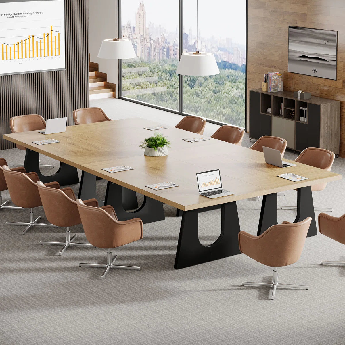 6 Ft Rectangle Wood Conference Table, 70.86" L X 35.43" W X 29.52" H Meeting Seminar Table Boardroom Desk For Office Meeting Conference Room-OUCH CART  | Chair