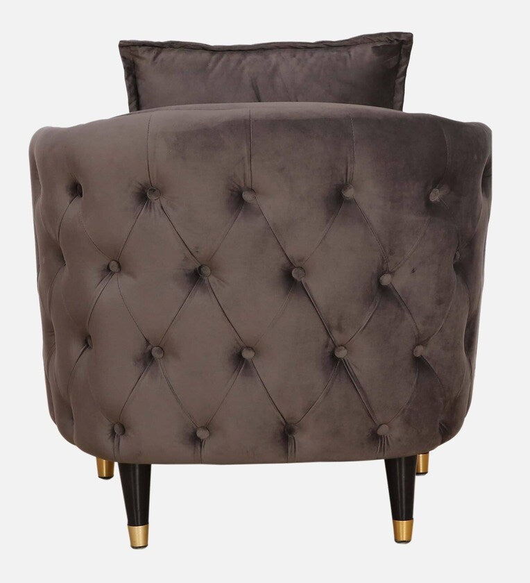 Velvet 1 Seater Sofa In Grey Colour