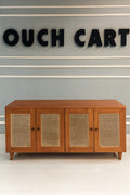 TEAK WOOD RATTAN SIDEBOARD BROWN