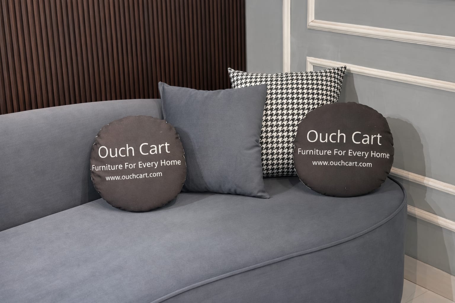 Boucle Fabric 3 Seater Curve Sofa In Melange Grey Colour