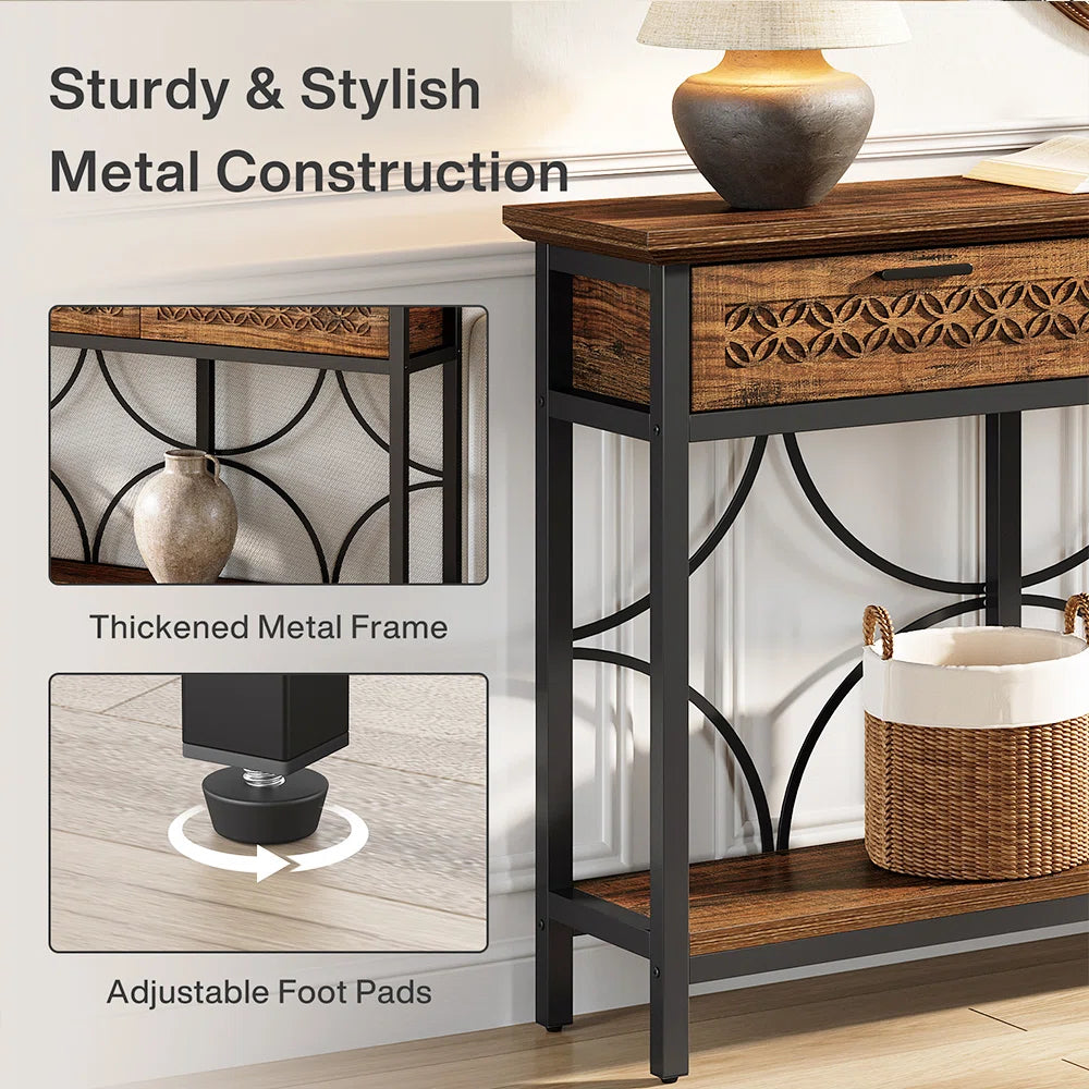 Rustic Console Table with 3 Drawers – 70.8'' Extra Long Entryway & Living Room Table