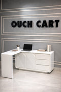 Aoi White L-Shape Executive Desk Large Home Office Desk Storage Drawers & Cabinet Left Hand