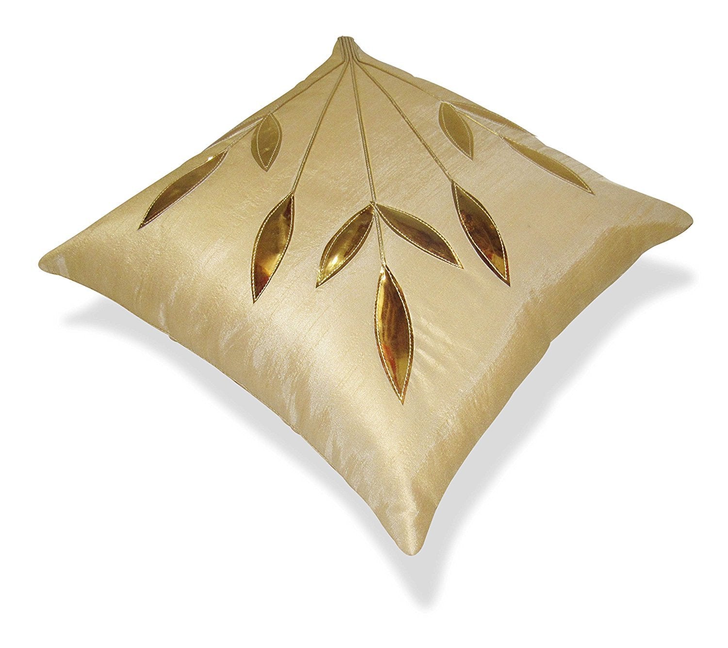 Silk Checked Cushion Covers 16 x 16 Inch, Beige, Set of 5