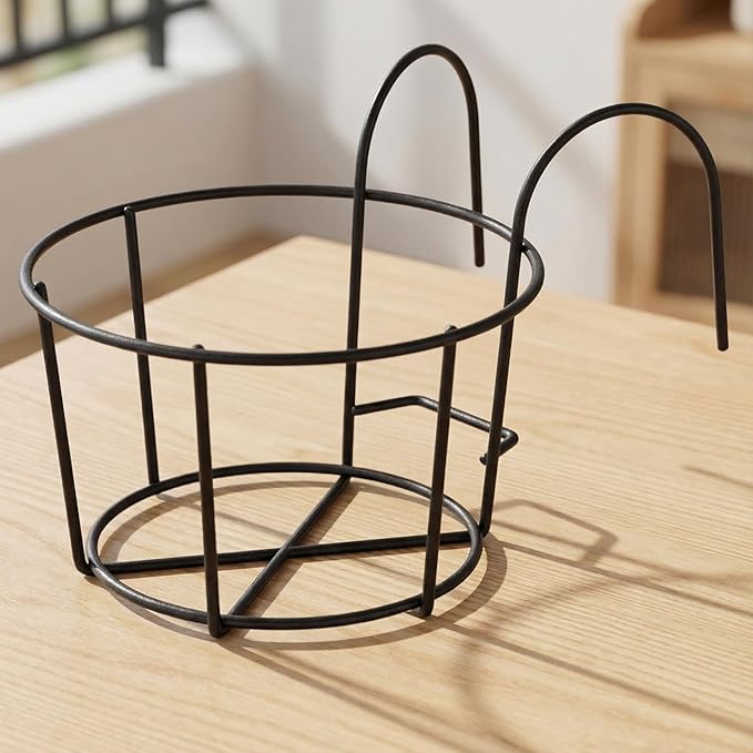 Round Metal Hanging Flower Pot Stand for Balcony Railing | Outdoor & Indoor Planter Holder