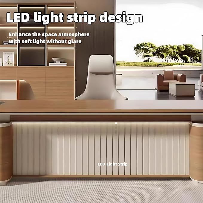 Ouch Cart Modern L-Shaped Executive Office Desk with Drawers & CPU Storage