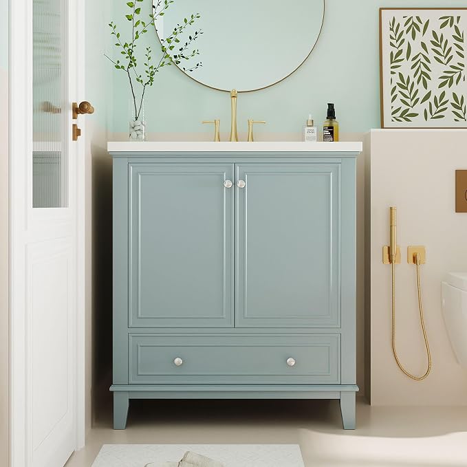 Ouch Cart Modern Blue Bathroom Vanity Cabinet