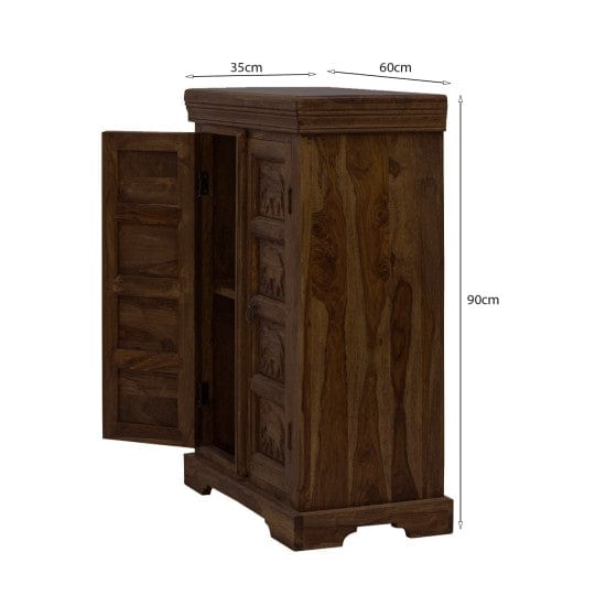 sheesham Wood Storage gajraj Cabinet 60x35x90 CM | Book Storage | Sideboard (Walnut Finish)