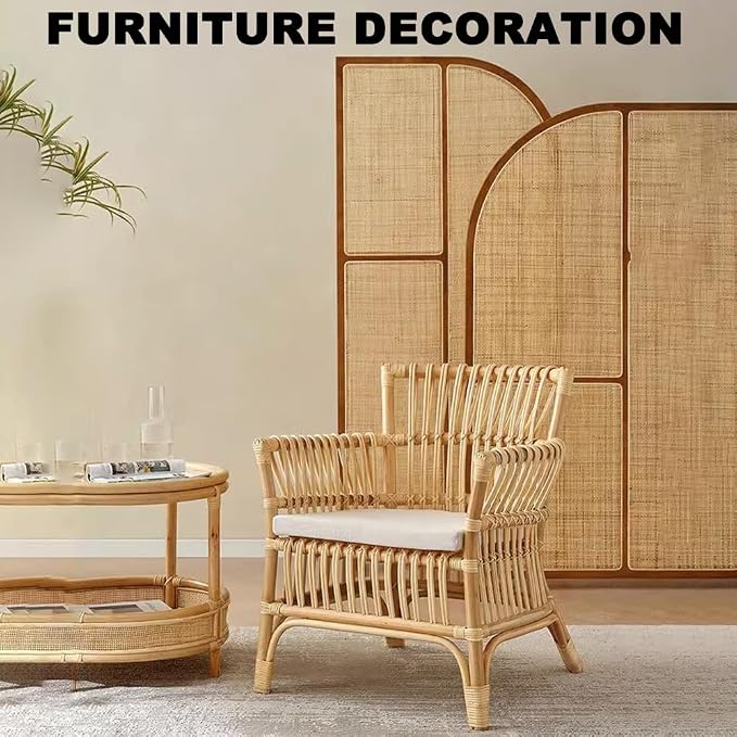 Ouch Cart 2 Panel Wooden Room Divider | Folding Rattan Privacy Screen with Non-Slip Feet