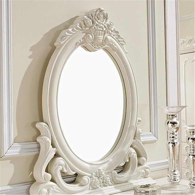Ouch Cart Luxury Vanity Dressing Table with Mirror & Stool | French Style Makeup Table with Drawers