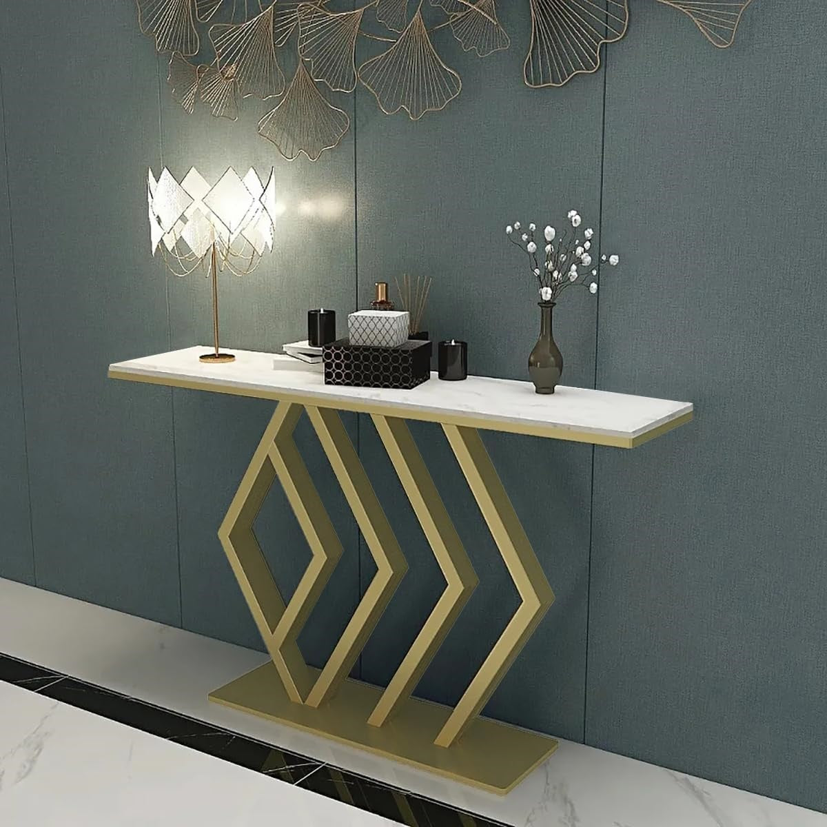 Modern Iron Console Table with Artful Symmetry and Luxe Industrial Appeal