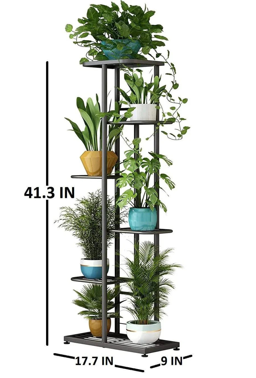 6-Tier Metal Plant Stand for 7 Pots – Indoor Outdoor Flower Shelf, Corner Planter Rack for Garden, Patio, Balcony & Living Room
