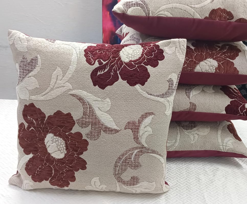 Designer Floral Cushion Covers 16 x 16 Inch, Set of 5