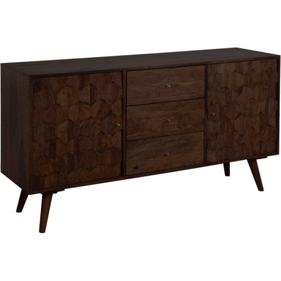 Sheesham Wood Geneva Sideboard with Three Drawer 145x40x75 CM (Walnut Finish)