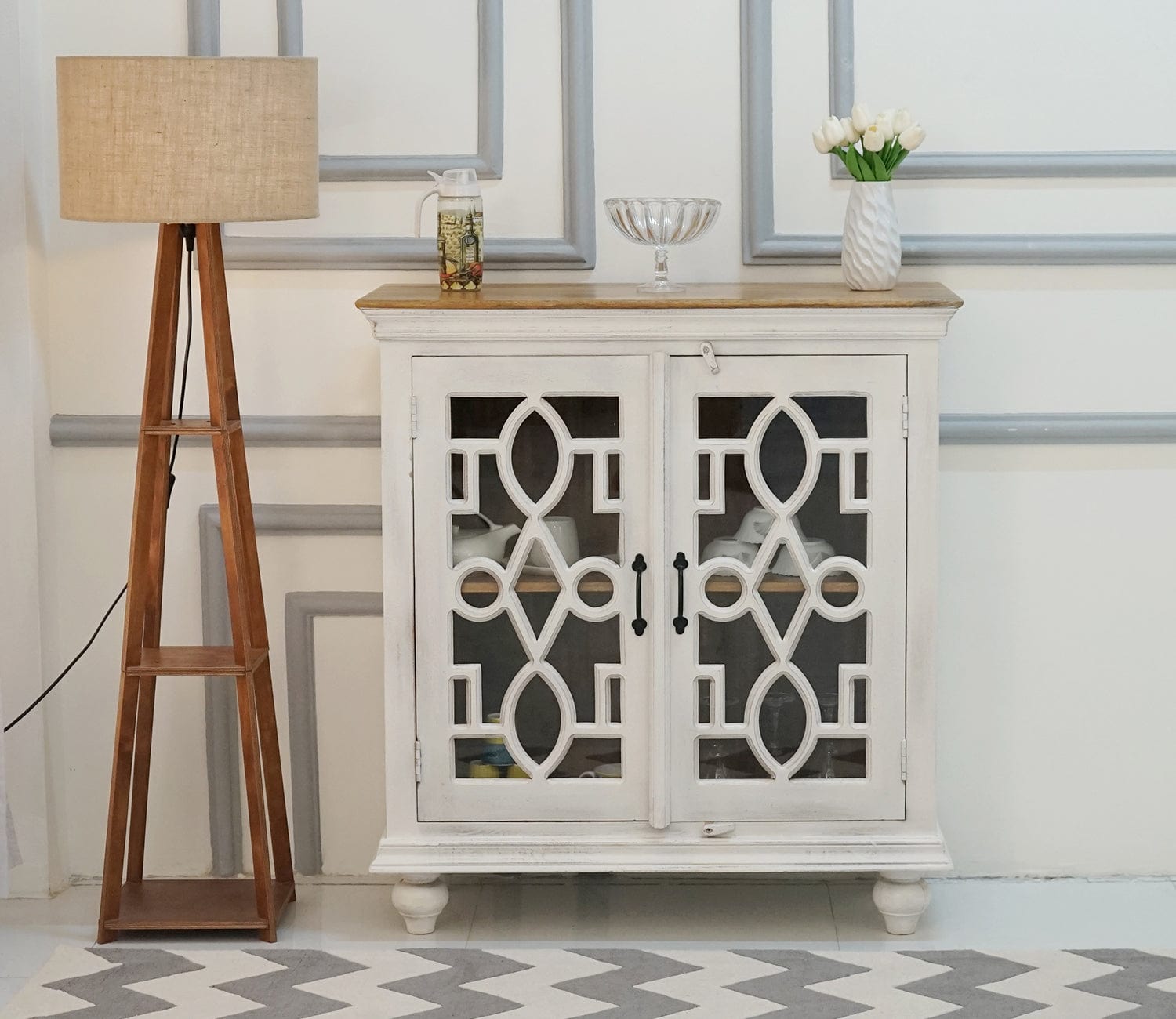 Nathan 2 Door Cabinets and Sideboard (White Finish)