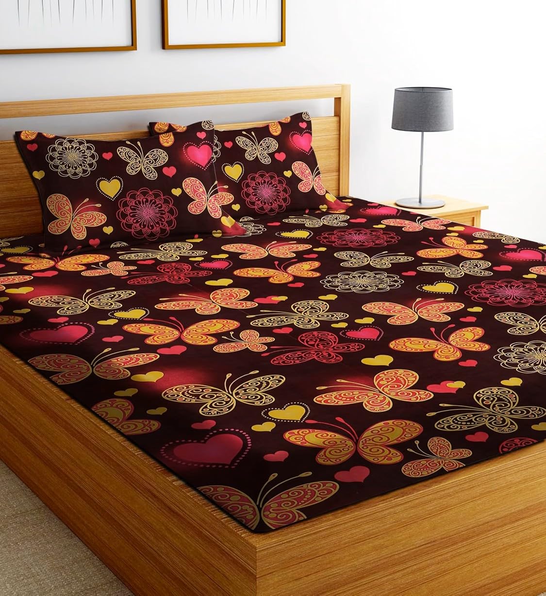 Single Bed Cotton Bedsheet with 1 Pillow Cover | 210 Thread Count | Superfine Soft Fabric | Conversational Print | Flat Bedsheet for Adults | Summer Bedding | Single Size