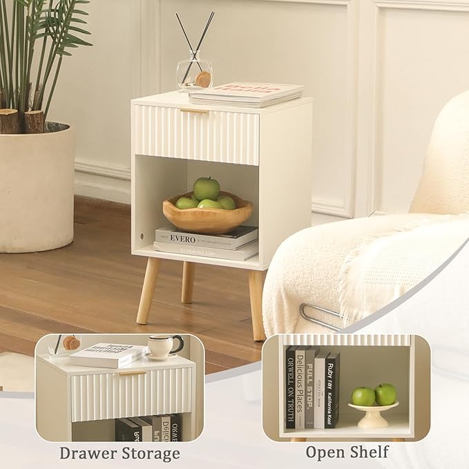 Mid Century Modern Nightstand, Wood Bedside Table -Ouch Cart
