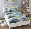 Glace Cotton Single Bedsheet with 1 Matching Pillow Cover | 60 x 90 Inches | Superfine Botanical Print Flat Bedsheet | Multicolour | Summer Bedding