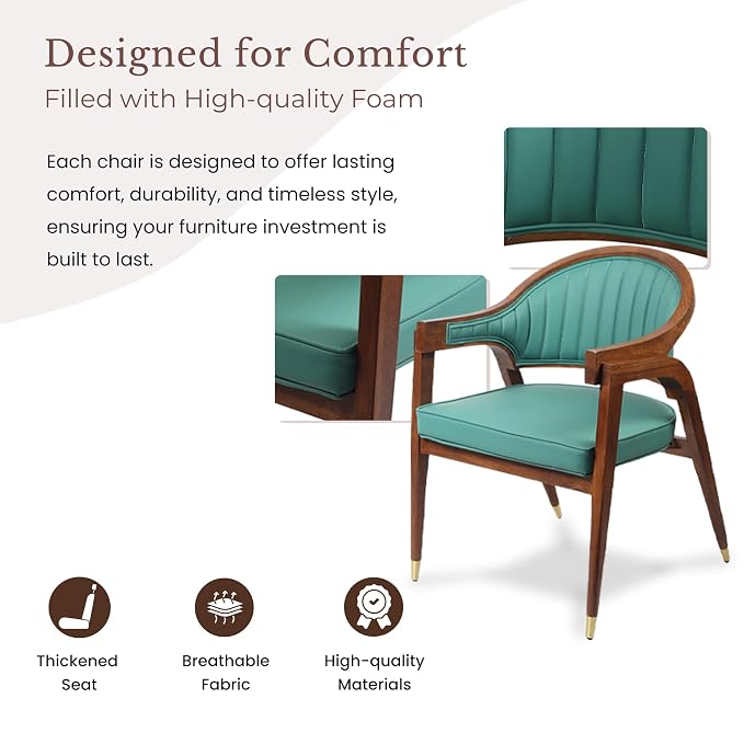 Brown & Emerald Green Acacia Wood Accent Chair
