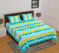 Pure Cotton Double King Bedsheet with 2 Matching Pillow Covers | 90 x 100 Inches | 160 Thread Count | Rajasthani Jaipuri Geometric Print | Summer Bedsheet