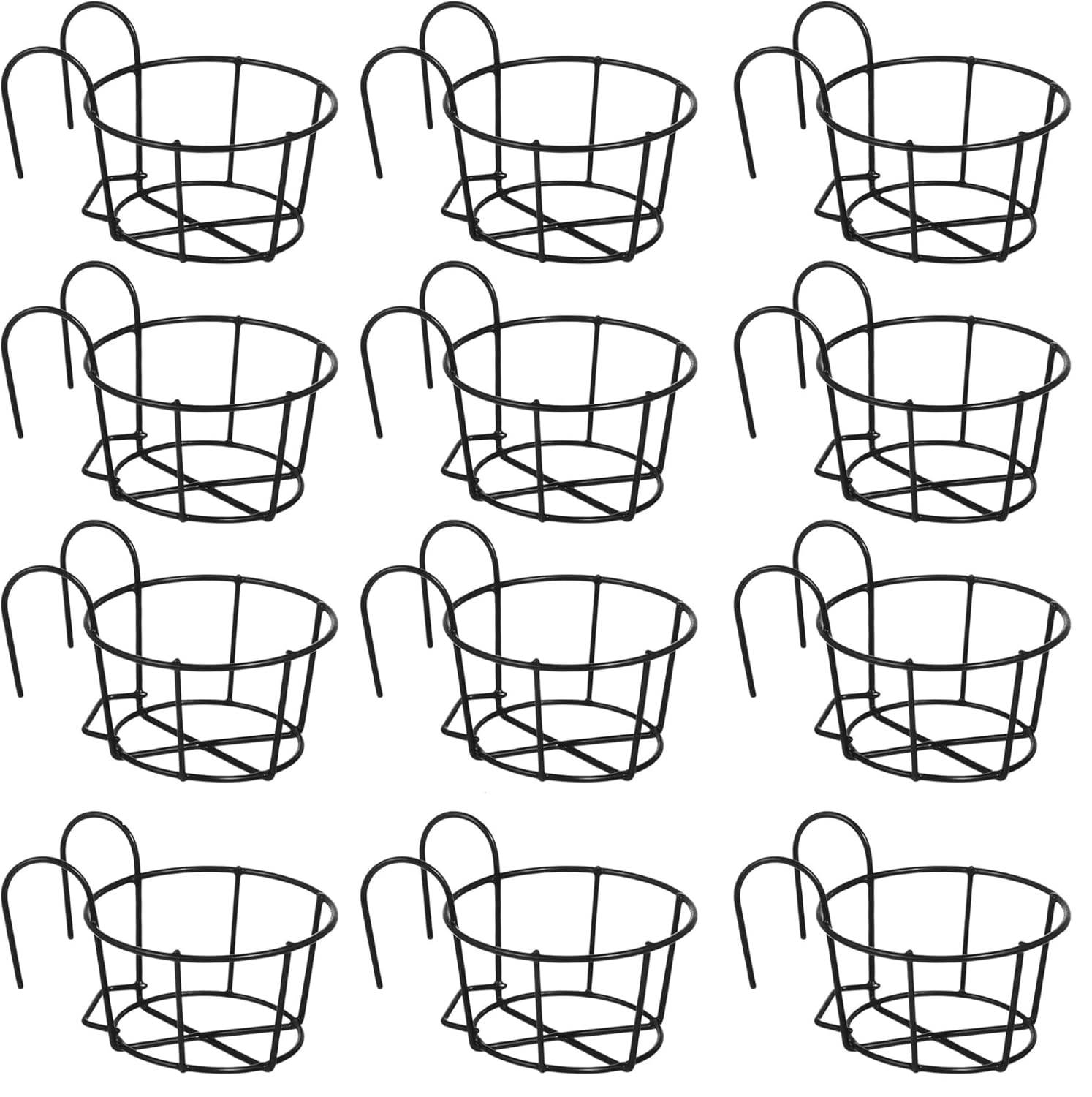 Round Metal Hanging Flower Pot Stand for Balcony Railing | Outdoor & Indoor Planter Holder