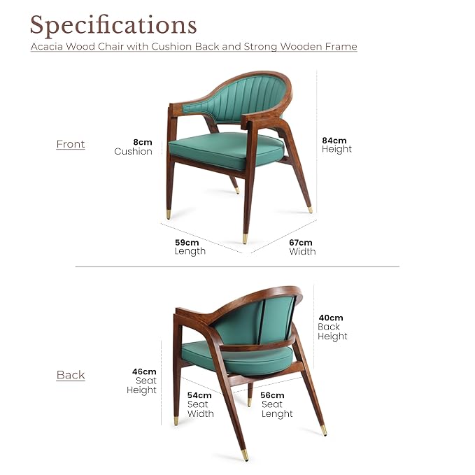 Brown & Emerald Green Acacia Wood Accent Chair