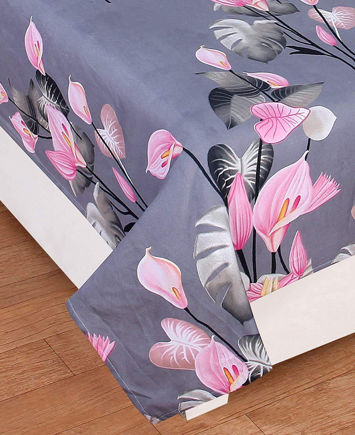 Glace Cotton Single Bed Bedsheet with 1 Pillow Cover | Frill Design, 190 Thread Count Flat Sheet for Summer
