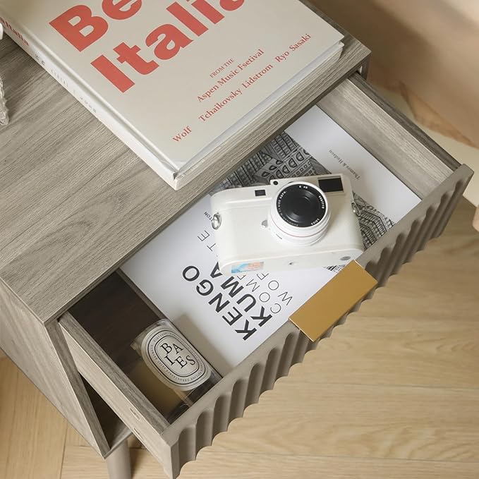 Mid Century Modern Nightstand, Wood Bedside Table -Ouch Cart
