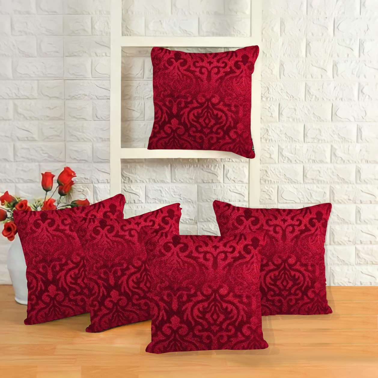 Stylish Geometric Velvet Cushion Covers 20 x 10 Inch, Set of 5