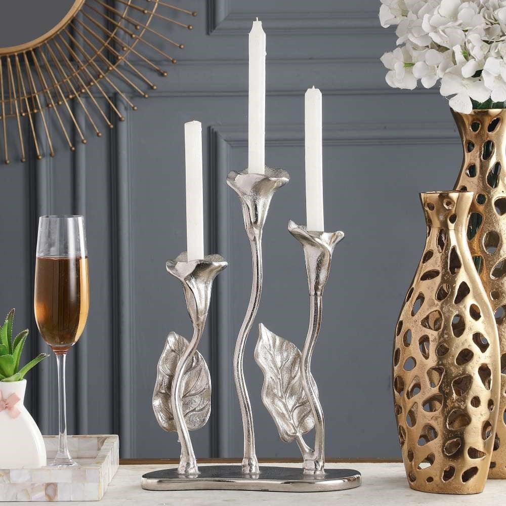Jules  Triple Candle Holder Silver