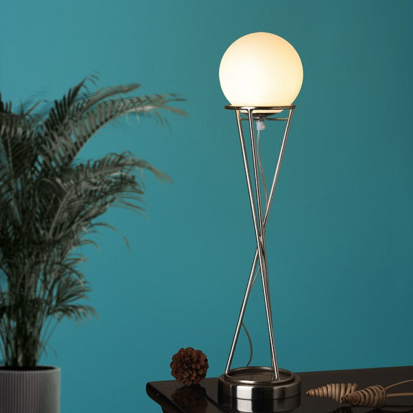 " Sybil's Orb" Silver by Décor de Maison silver table lamp in Pewter finish
