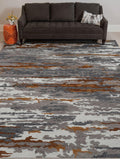 Orange Wool & Viscose Abstract 5x8 Feet Hand-Tufted Carpet - Rug
