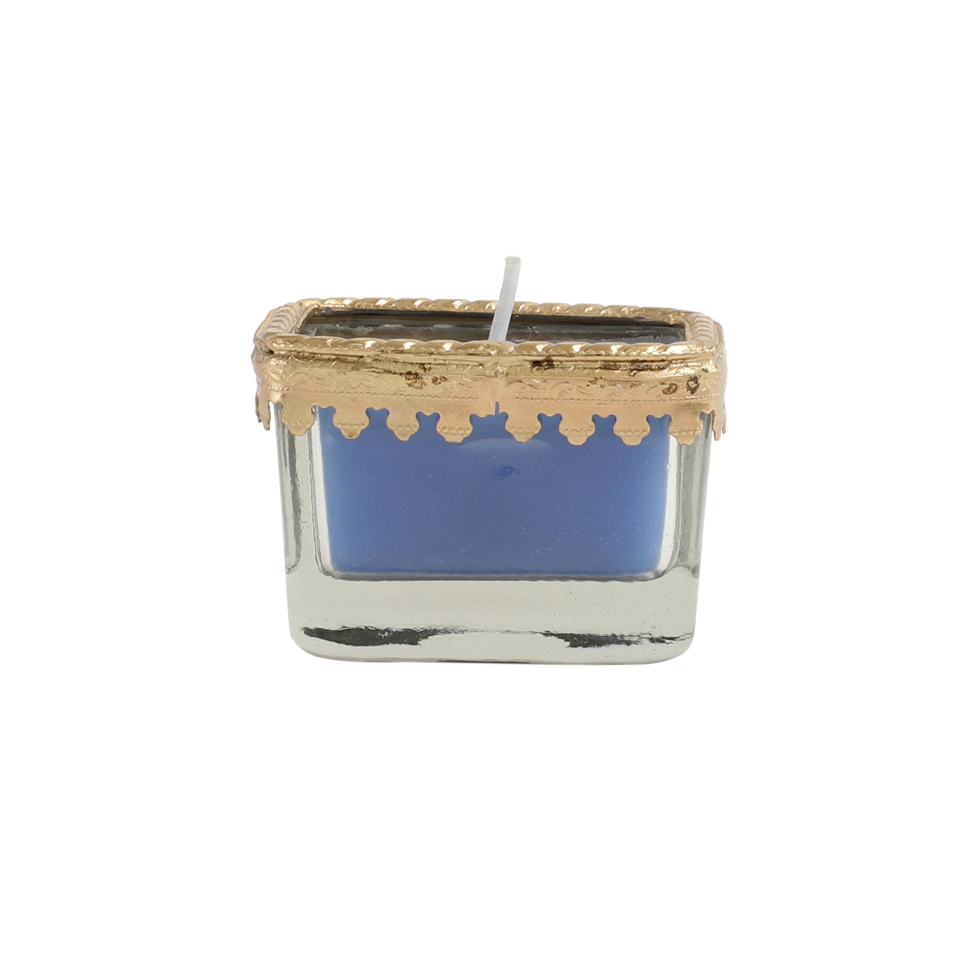 ocean breeze blue Scented candle glass jar with Golden ring