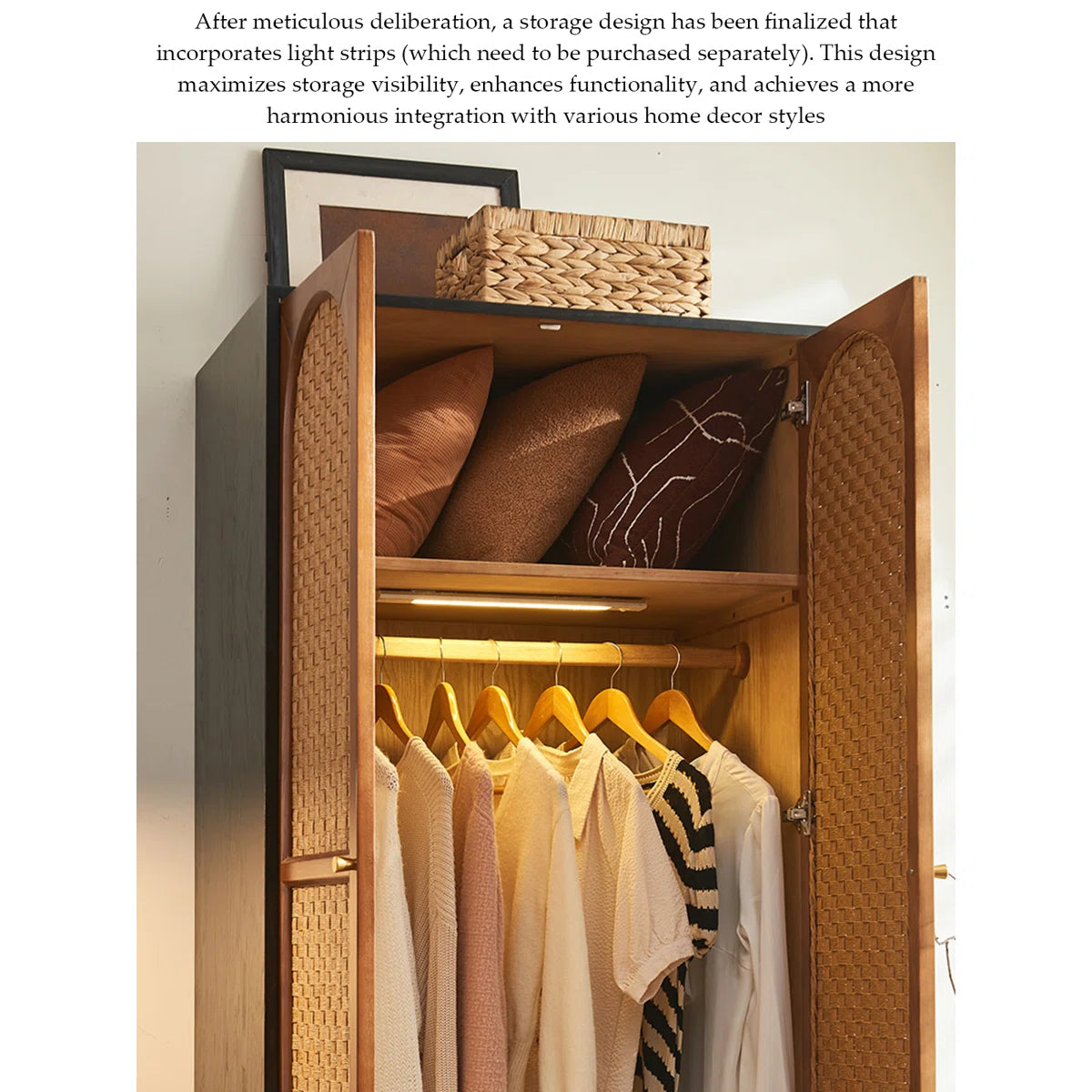 Retro Mid-Century Wardrobe – Solid Wood Bedroom Armoire with Classic Design