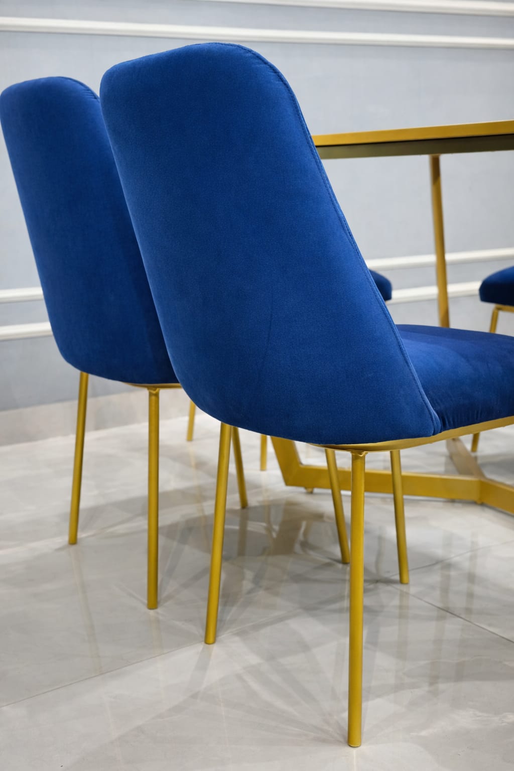 Luxury Marble-Finish Conference Table with Gold Metal Frame | Modern Office & Meeting Room Table Set