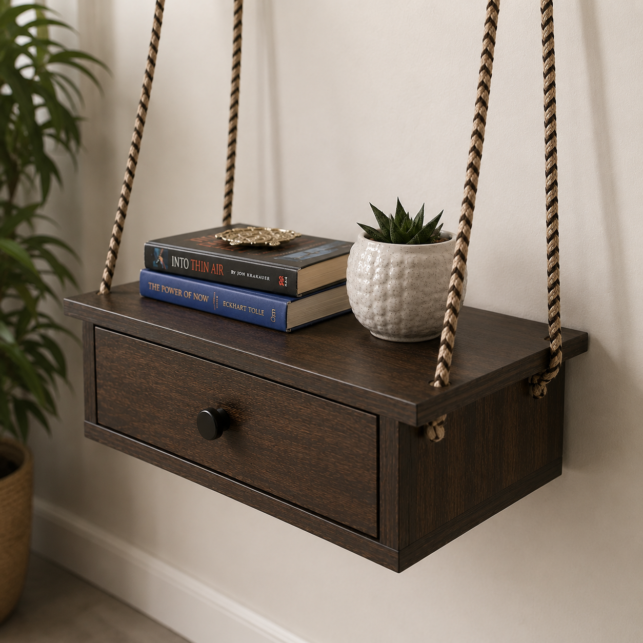 Ouch Cart Rustic Wooden Hanging Wall Shelf