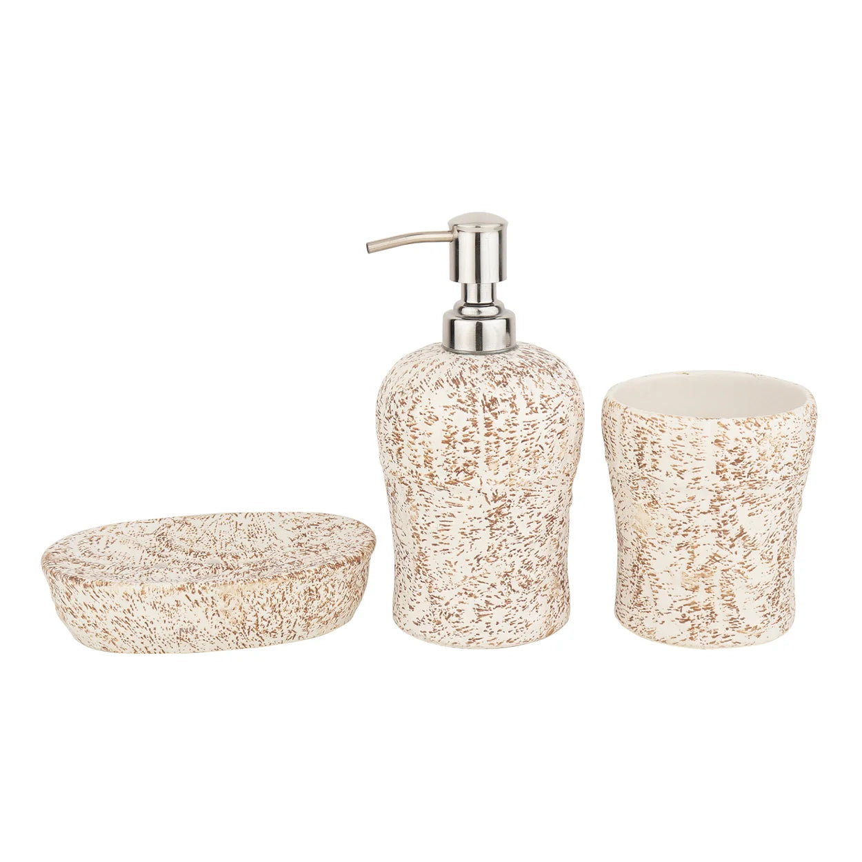 Pebble Patina Ceramic Bath set with brown finish - OUCHCART