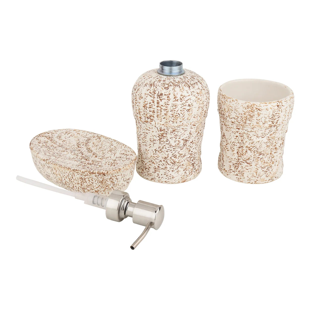 Pebble Patina Ceramic Bath set with brown finish - OUCHCART