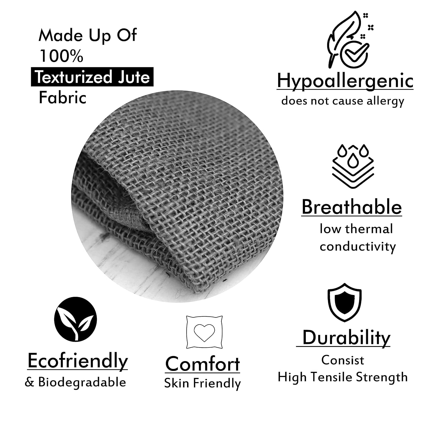 Self-Design Jute Cushion Covers 16 x 16 Inch, Pack of 5