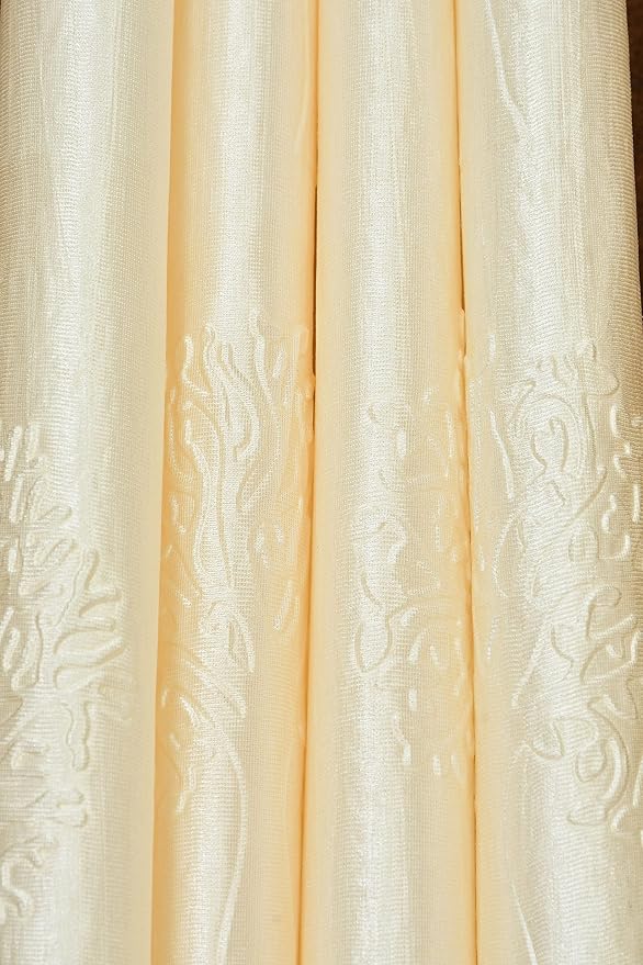 Premium Long Crush Polyester Eyelet Curtains for Door and Window, Glittering Floral Pattern, Soft Fabric Drapes, Elegant Home Decor Curtain Panel, 5 Feet, 7 Feet and 9 Feet Sizes, Pack of 1