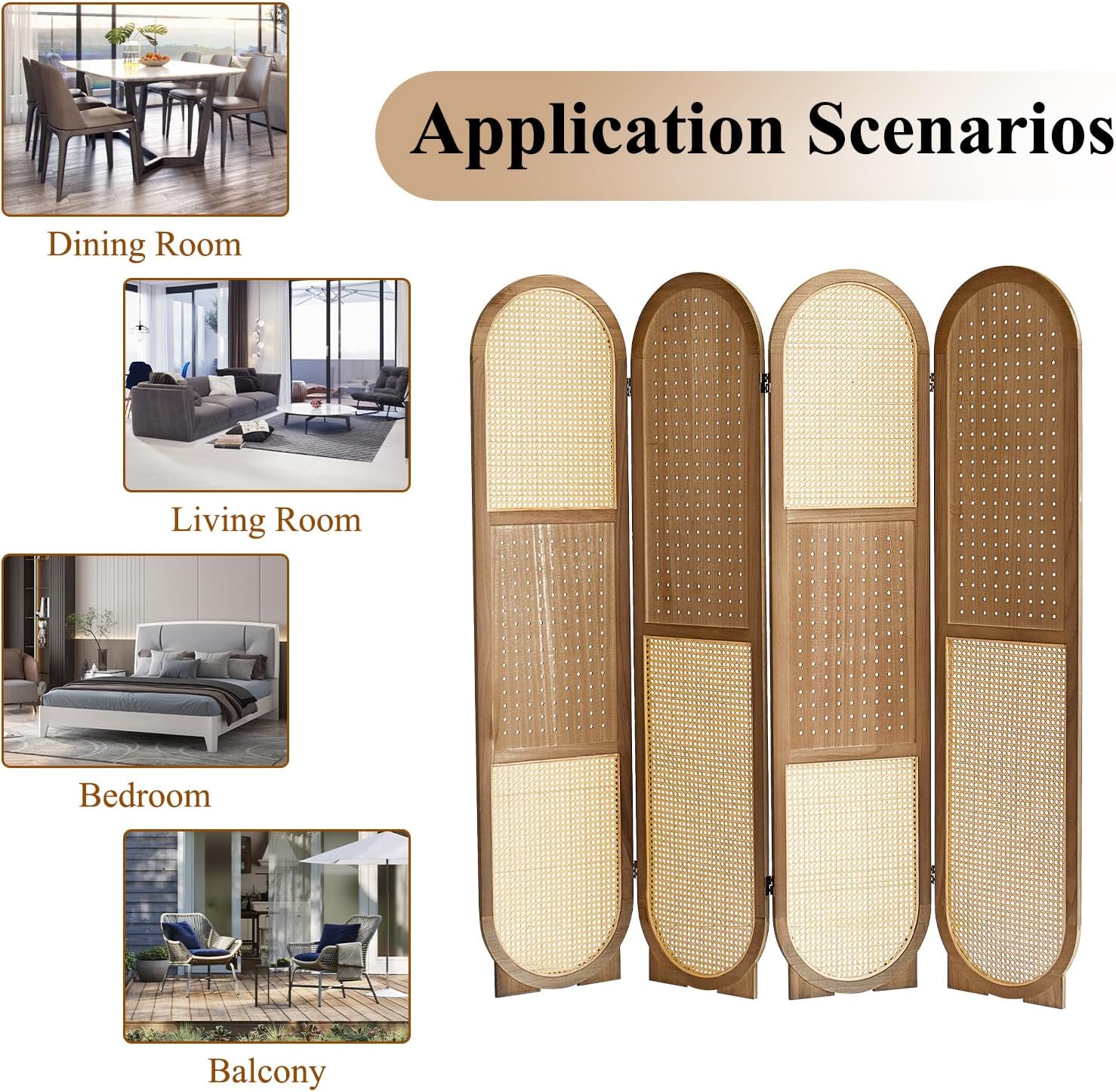 Foldable Wooden Privacy Partition with Storage & Display Design