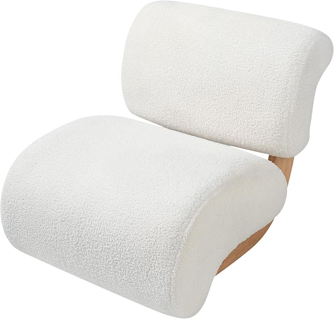 Ouch Cart Modern Upholstered Lounge Chair with Curved Wooden Frame | Cozy Accent Chair
