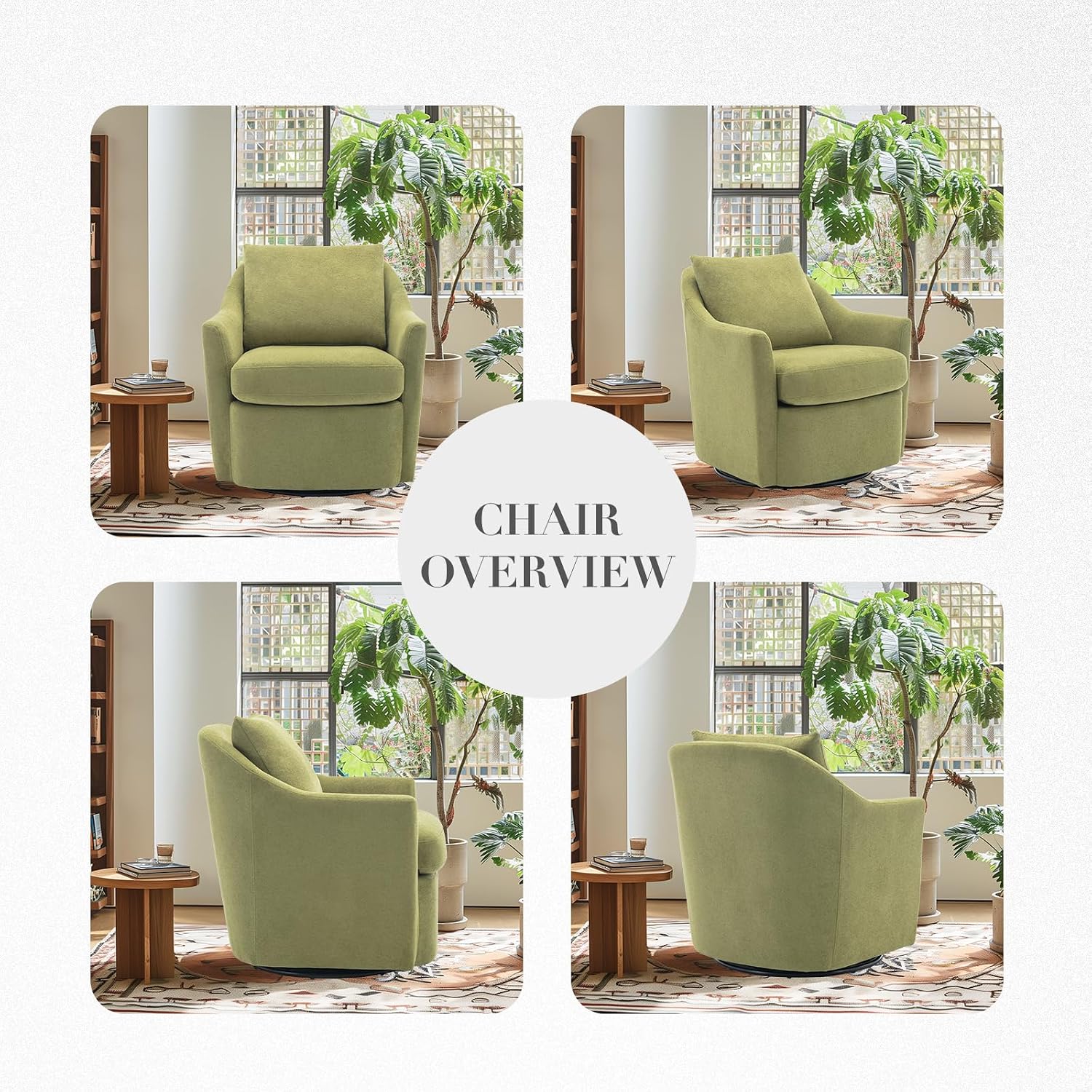 Upholstered Barrel Armchair with Metal Base for Living Room &amp; Bedroom