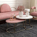 Nesting Table Set of 2, Stacking Side Round Tables in Golden Colour for Living Room