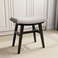 Solid Wood Small Vanity Stool with Saddle Cushion, High-Rebound Sponge Seat, Easy Assembly Makeup Chair, Footstool for Bedroom, Entryway, Black
