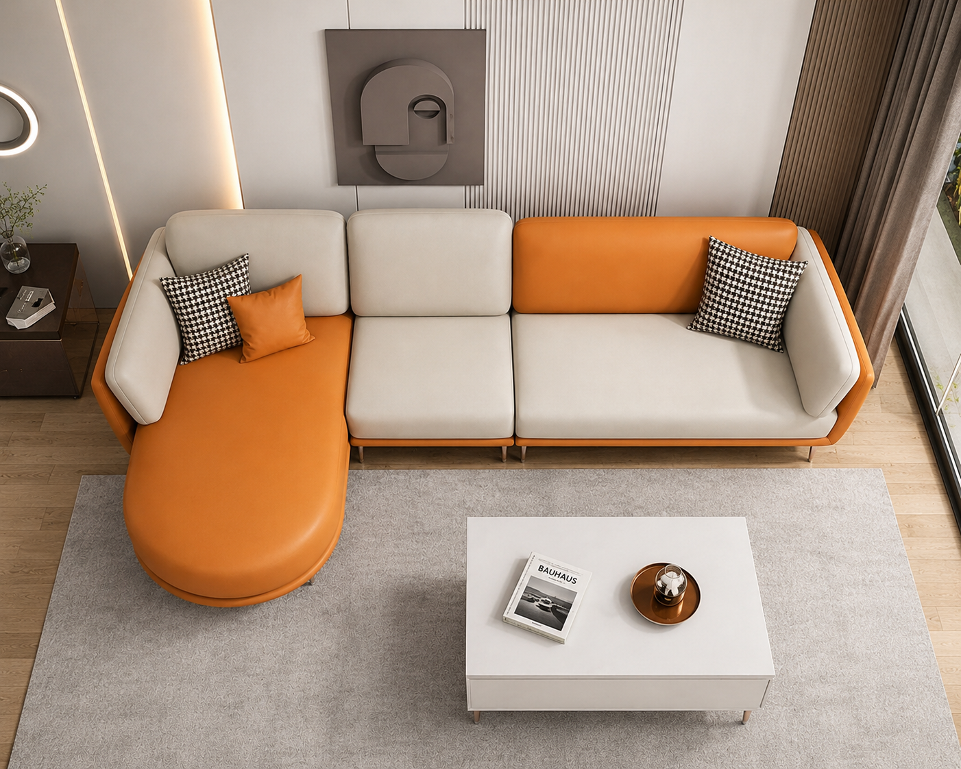 Modern L-Shaped Sectional Sofa with Chaise Lounge | Premium Upholstered 4-Seater Living Room Sofa