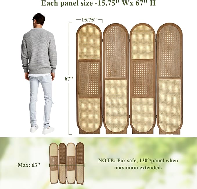 Foldable Wooden Privacy Partition with Storage & Display Design