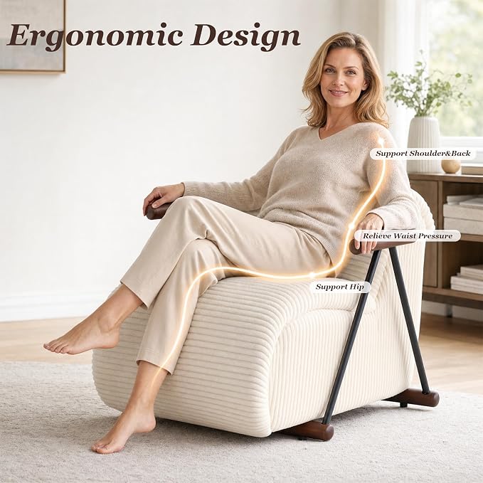 Ouch Cart Modern Upholstered Lounge Chair with Wooden Armrests | Cozy Accent Chair